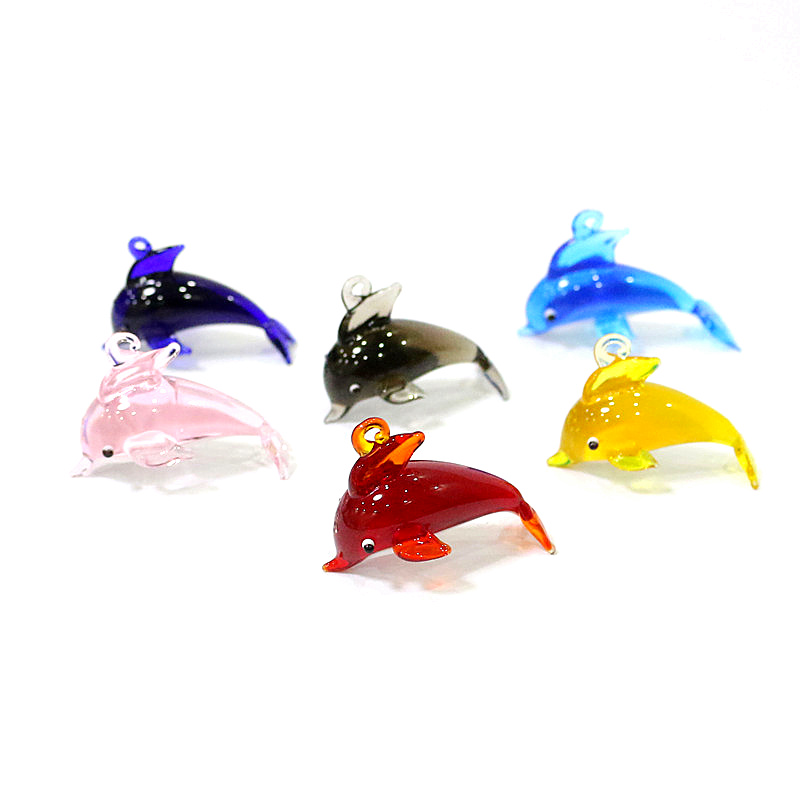 Marine Aquarium Design - Cute Delfin Charm Szklany Wisiorek Mini