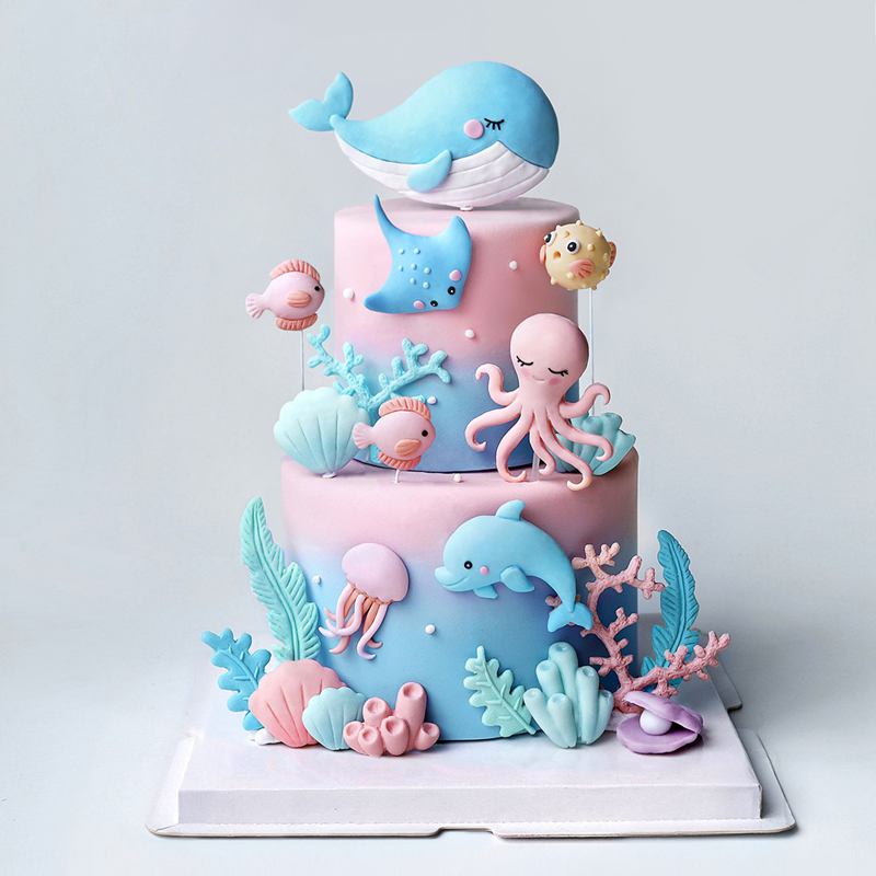 Marine Aquarium Decorations - Ośmiornica Oceaniczna Wieloryb Dekoracje na Tort