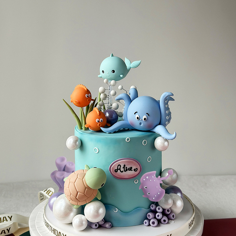 Topper na tort ze zwierzętami  – Marine Aquarium Decorations recenzja i cena